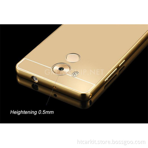 Luxury Electroplating Mirror pc+pu Flip phone Case For huawei mate 8